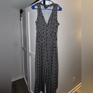 Nina Leonard Black and White Maxi Jumpsuit